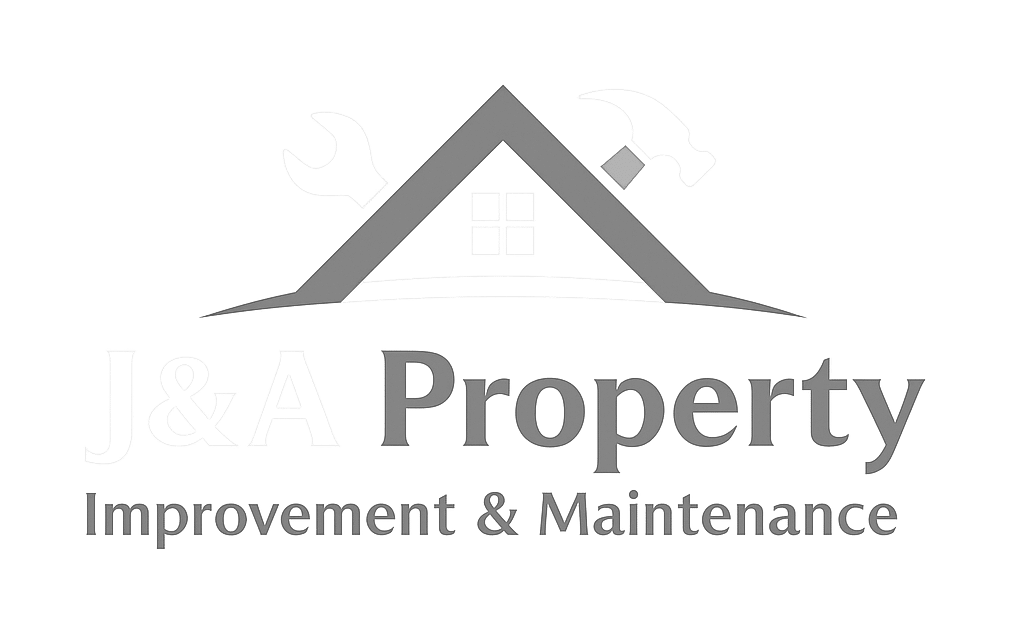 j&a property improvement & maintenance logo upscaled transparent light greyscale
